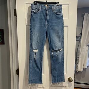 Mother HW Rider ankle fray jeans